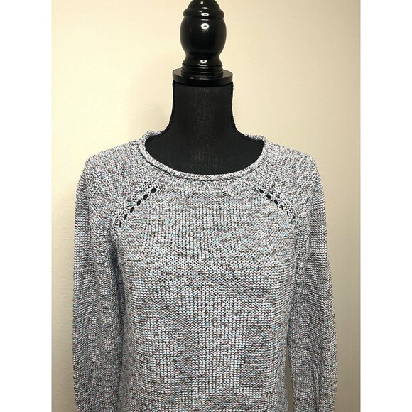 Talbots Women's Sweater Gray with Shades of Blue /Pink Roll Neck Size Medium - Picture 4 of 16